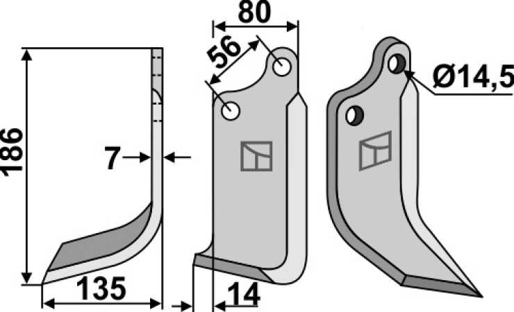Fräsmesser 186x80mm, links